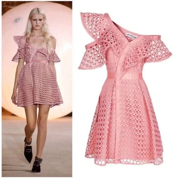 Self portrait asymmetric pink frill flutter ruffle mini dress - Picture 5 of 16